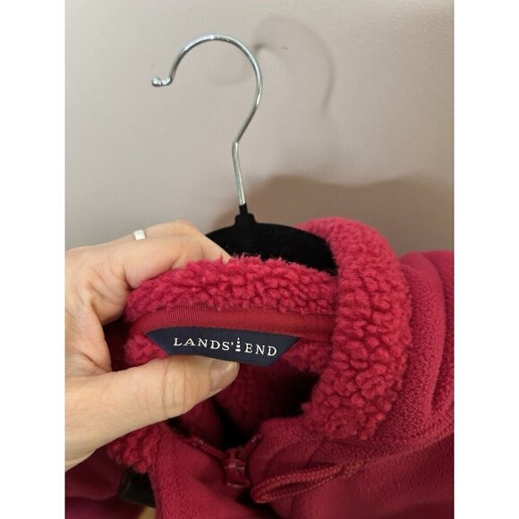 Lands End Fleece Lined Toogle Jacket Zipper Hood Pink Winter Size Medium - Picture 10 of 11
